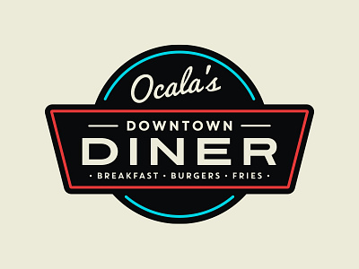 Downtown Diner Logo badge brand branding breakfast burgers diner downown food fries logo retro vintage