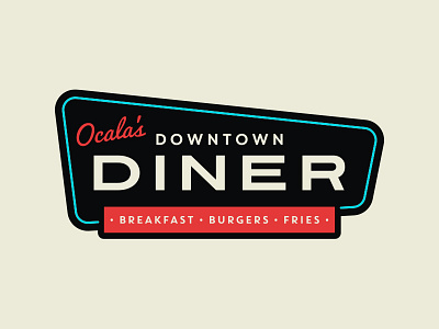 Downtown Diner Logo - Original Pitch badge brand branding breakfast burgers diner downown food fries logo retro vintage