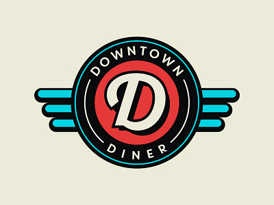 Downtown Diner Logo - Concept badge brand branding breakfast burgers diner downown food fries logo retro vintage