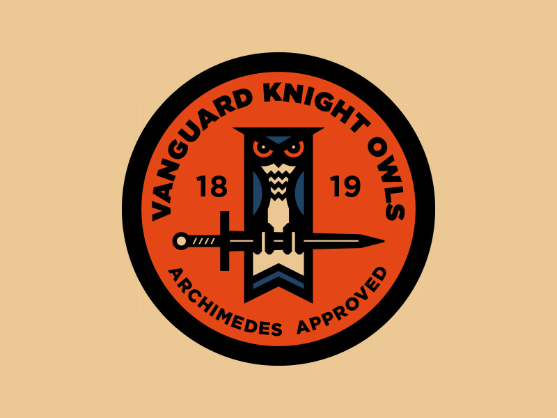 Knight Owls - Badge seal library highschool reading logo design illustration geometric logo branding vector badge design owl logo owls badge logo badge hunting thick lines badge