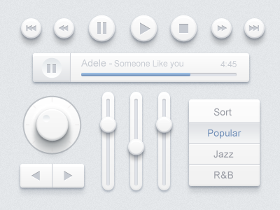 Music Ui Design Kit app button desing icons ios kit music paco toggle ui white
