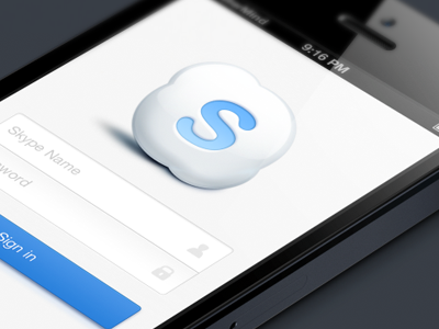 Skype app application button icon ios iphone login logo paco skype ui