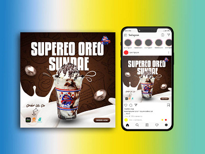 Super oreo sundae. Chocolate shake design branding design food food design food promotion foodpromotion graphic design icecream illustration ins instagram post logo media milkshake oreo post social sundae ui