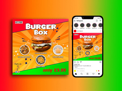 Burger box special offer. animation branding cartoon post design classic burger comics food comics type delicious design food food design food promotion graphic design illustration instagram post jumbo burger motion graphics signature dip special offer ui wings