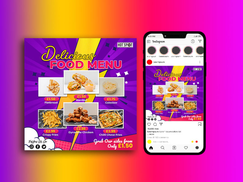 Food Menu Instagram post design by Abdullah al safar on Dribbble