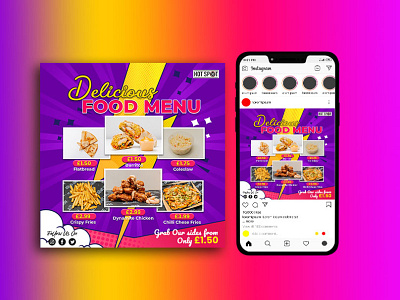 Food Menu Instagram post design 3d banner branding business promotion delicious banner delicious food post design flyer food food design food menu food promotion graphic design illustration instagram post multiple food poster promotional post social media post design ui