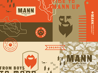 Mann Provision Co. beard beard oil bearded man branding flame geometric logotype manly men negative space
