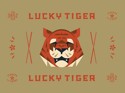 Lucky Tiger asian branding geometric lettering logotype oriental restaurant tiger vintage