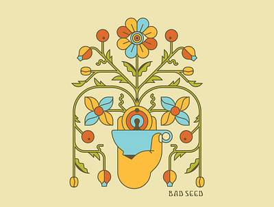 Bad Seed Bouquet bouquet branding coffee flower illustration psychedelic vines vintage