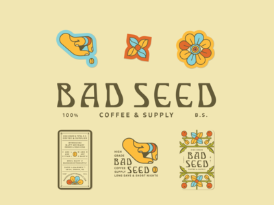 Bad Seed 70s business card coffee groovy lettering logotype trippy vintage