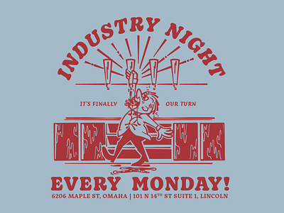 Industry Night 50s bar bartender beer cartoon mascot vintage