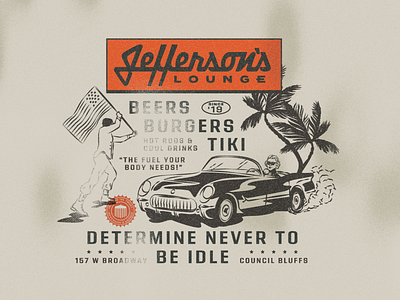 Jefferson's Lounge 50s bar beer branding car logotype president race tiki vintage