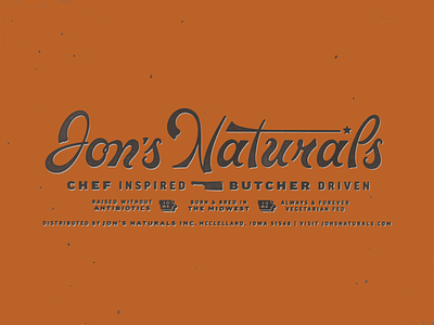 Jon's Naturals antique brush butcher country farm lettering logotype ranch script vintage