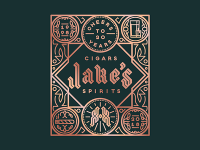 Jake's 20 Years bar cigar drink illustration lettering logo logo design logotype