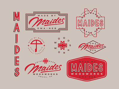 Maides Woodworks badge lettering logo logo design logotype vintage woodworking