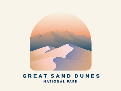 Great Sand Dunes National Park badge gradient illustration national parks texture vintage