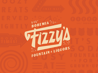 Fizzy's Fountain & Liquors bar branding branding diner fizz fizzy lettering logo logotype soda vintage