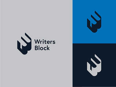 Writers Block book book logo branding illustration logo monogram negative space negative space logo symbol typography w logo writer