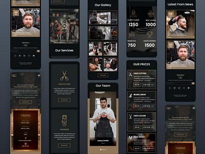 Salon web page design mobile view adobexd barber barbershop company creative designsolutions designuiux dribbble flatdesign hairsalon menshairsalon modern service uitrends uiuxdesign userdesign userinterface uxdesigner webdesign website