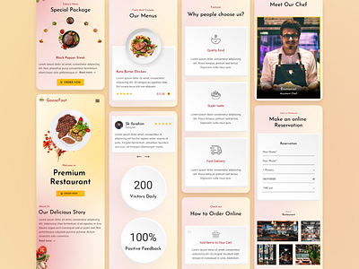 Restaurant & food delivery service Landing Page mobile view