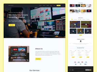 Video Editing company landing page landing page ui ux video editing webdesign