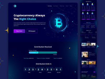Cryptocurrency landing page design bitcoin clean creative cryptocurrency design designer designsolutions dribbble homepagedesign landingpage modern projects ui ux web design