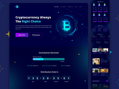 Cryptocurrency landing page design