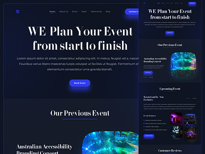 Event Planner Home page design clean creative design dribbble homepagedesign modern ui uidesign ux webdesign