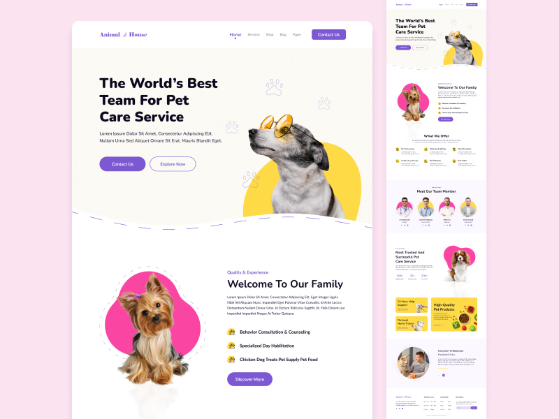 Pet care service landing page by Sk ibrahim on Dribbble