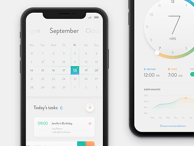 Calendar & bedtime - concept app bedtime calendar ios iphone x mobile product to do tasks ui visual