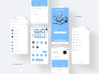 E-PAY RECHARGE BILL PAYMENT APP app app design banking app billing design ecommerce minimal money app money transfer payment app photoshop recharge ui ui ux uidesign ux