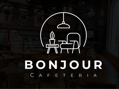 Bonjour Cafe branding design flat illustration logo minimal
