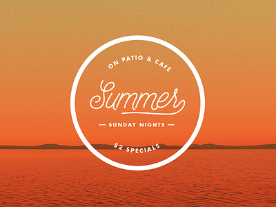Summer Sunday Nights Promo badge cafe circle gradient heat lake logo noise script script logo summer sunday