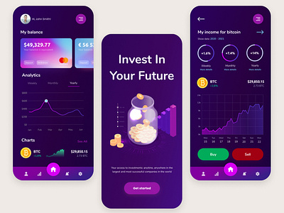 Financial app design app application bitcoin cryptocurrency design finance financial mobile money ui ux