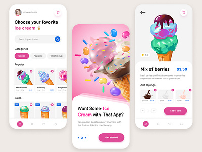 Mobile application for the sale of ice cream app application design graphic design ice icecream mobile ui ux