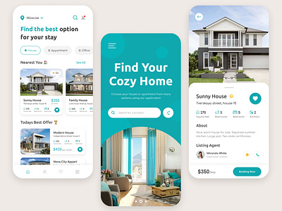 Mobile application for real estate search apartments app application design estate mobile rent ui ux