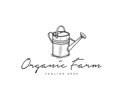 Organic farm vintage logo clasic draw farm handdraw logo nature vintage