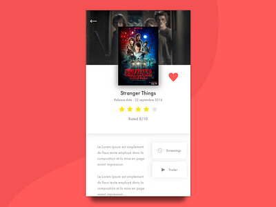 Movie page app clean design mobile product stranger things thadde meneur ui user interface ux white