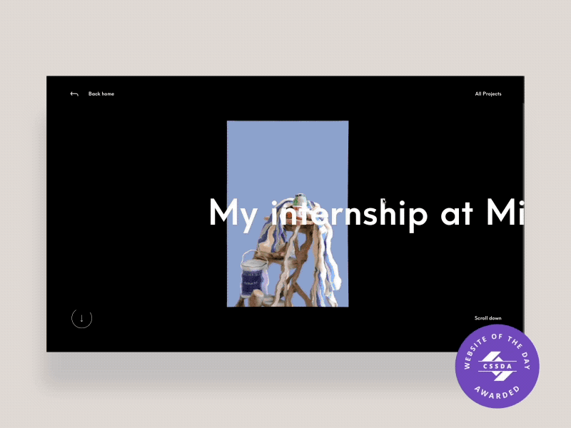 🎉 We're SOTD on Css Design Awwwards 🎉 animation award clean css designer freelance meneur paris portfolio thadde ui ux