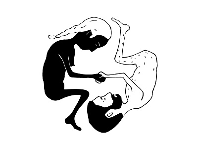 Symbiosis black connection drawing illo illustration ink people white yang yin
