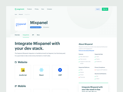 Segment — Catalog Integrations blue catalog clean damien damien redecki design green integration landing product productdesign redecki segment tonik tools ui ux web webdesign website