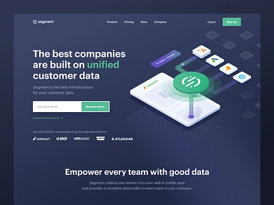 Segment — Home Explorations clean dark darkmode desgin green homepage ilustration isometric landing navigation page product segment tonik ui ux visual web webdesign website