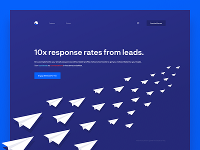 Orca — Landing Page blue builder clean conversion design email hero landing page lp minimal navy orca product design sequence tonik ui user experience ux webdesign website