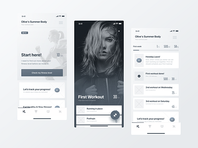 Reach — Wireframes app application clean coach fitnes minimal mobile personal trainer training wireframes