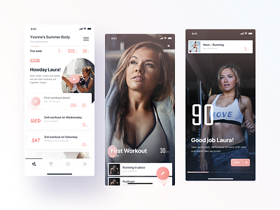 Reach — Workout app clean design exercises fitness ios mobile personal trainer pink product tonik trainer training ui ux