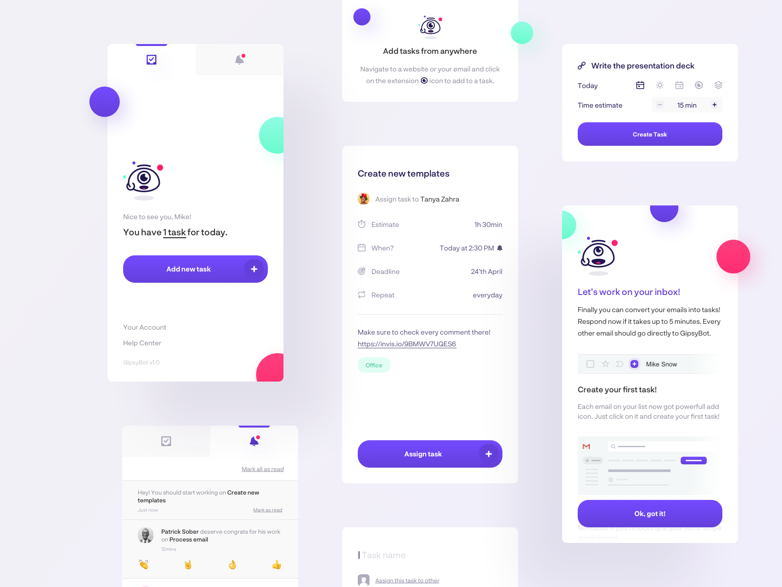 GipsyBot — Gmail Extension by Damien Redecki on Dribbble