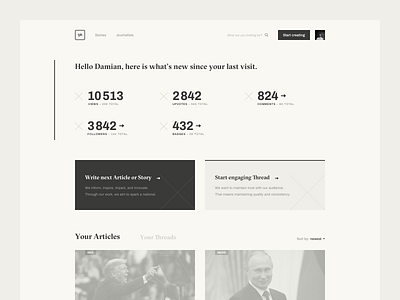 IJR — Dashboard author clean dashboard experience fake news ijr journalist medium news politics product product design user user experience ux web wireframes writers