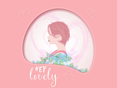 Girl Face Silhouette with flowers. Colorful vector illustration beauty cute flower frame gift girl glamour happy head holiday love pink portrait silhouette spring summer valentine wallpaper wedding young