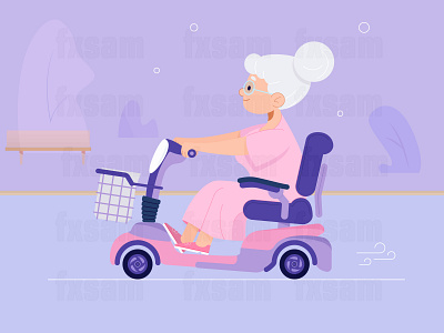 GRANDMA RIDING A SCOOTER