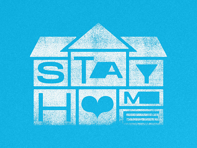 Stay Home 04 09 20 blue distressed geometric house minimal stay home stay safe